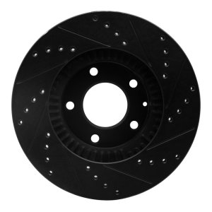 Mazda Millenia Brake Rotor (1) - Front Left - R1 Concepts - Drilled & Slotted - Black - `01-`02